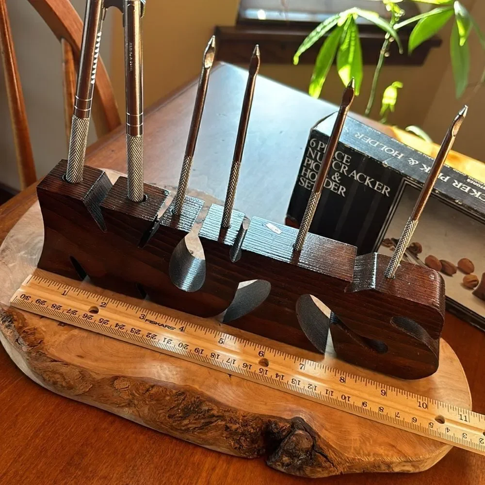 NEW. Vintage 6 Piece MCM Wood Nutcracker Utensil Set